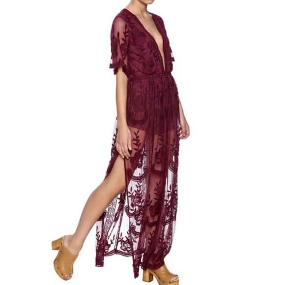 Boho Chic Wine Maxi Dress - Picture 6 of 6